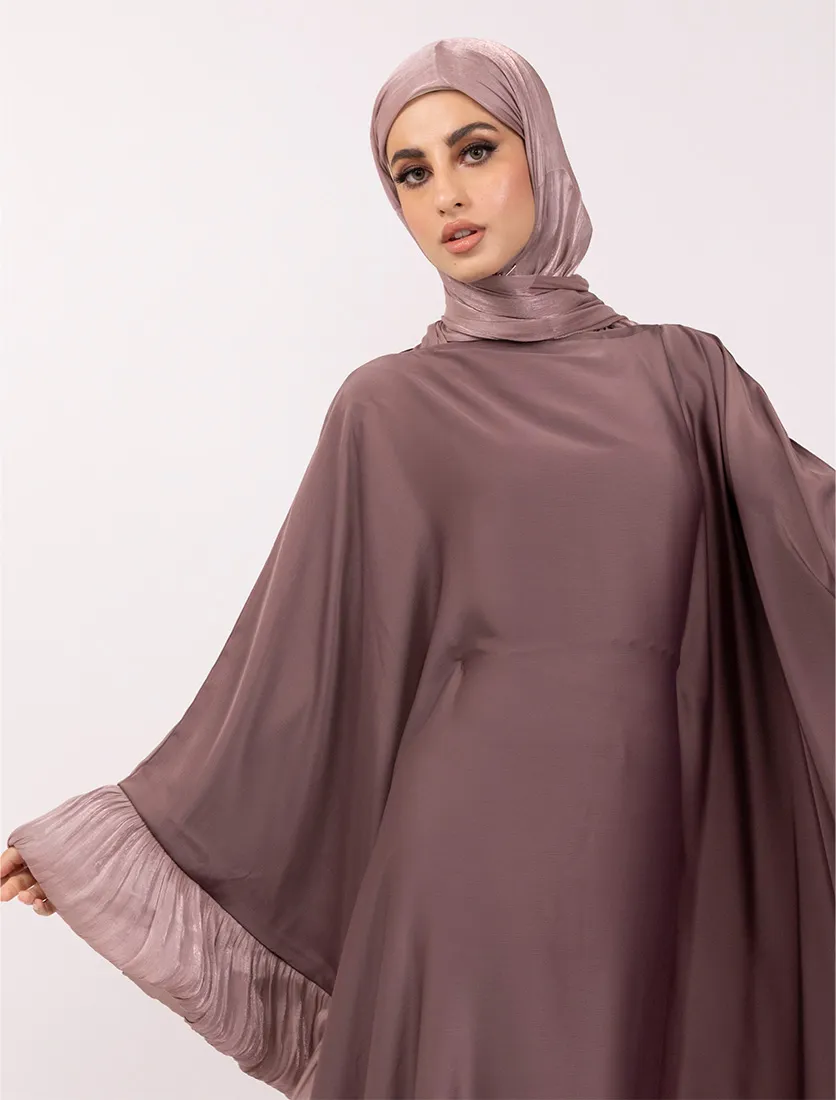 Mauve Organza Trim Kaftan